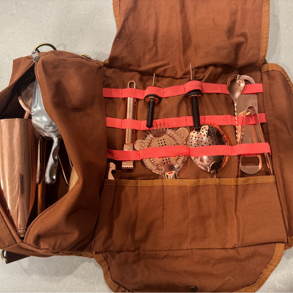 Copper Bartender Tool Set with Bag